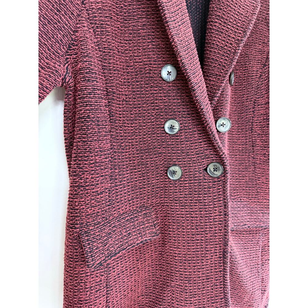 CHICO'S red black preppy cotton double breasted tweed coatigan jacket blazer - Picture 7 of 13